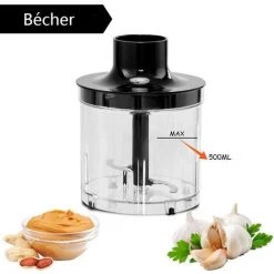 COSTWAY Mixeur Plongeant 3 En 1 En Acier Inoxydable 2 Vitesses Réglable - Hachoir, Fouet, Mixeur Et Bécher Noir -Malaxeur Soldes 12435968 4