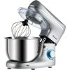 COSTWAY Robot Pâtissier 1300W,220-240V~50/60Hz Avec Bol D'Acier Inox 5,5L, Vitesse Réglable à 10 Niveaux Avec Protection Contre Surchauffe Accessoires Inclus Batteur, Crochet à Pâte Et Fouet (Argent) -Malaxeur Soldes 22976354 1