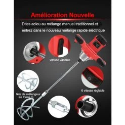 BLACKPINE - Malaxeur Mélangeur De Peintures Et De Mortiers 2100W 0-800r/min, Variateur électronique, Démarrage Progressif, Porte-outils Solide M14 60cm, Avec Mélangeur à Hélices -Malaxeur Soldes 36532935 3