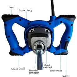 DAY PLUS 2600W Agitateur Avec Puissant - Agitateur De Mortier De Couleur D'agitateur De Mortier - Engrenage Métallique Robuste à 6 Vitesses - Avec Grand Sifflet D'agitation Ø 120mm Et Poignée Ergonomique - Mélangeur à Main Agitateur -Malaxeur Soldes 46377626 4