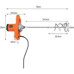 T-Mech Malaxeur Ciment Batteur à Main Palette Ciment Plâtre 1600W 180-700tr/min… - Orange -Malaxeur Soldes 54135184 5
