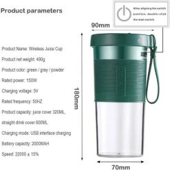 MEZHENG Mini Mélangeur à Main Mélangeur Portable Sans Fil Presse-agrumes Avec USB Rechargeable Sans BPA 320 Ml Mini Mélangeur Pour Le Sport à Domicile Bureau De Voyage En Plein Air 8 MEZHENG Mini Mélangeur à Main Mélangeur Portable Sans Fil Presse-agrumes Avec USB Rechargeable Sans BPA 320 Ml Mini Mélangeur Pour Le Sport à Domicile Bureau De Voyage En Plein Air -Malaxeur Soldes 63463591 2