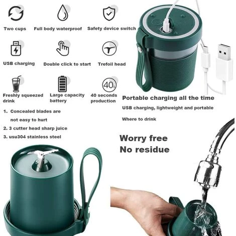 MEZHENG Mini Mélangeur à Main Mélangeur Portable Sans Fil Presse-agrumes Avec USB Rechargeable Sans BPA 320 Ml Mini Mélangeur Pour Le Sport à Domicile Bureau De Voyage En Plein Air 7 MEZHENG Mini Mélangeur à Main Mélangeur Portable Sans Fil Presse-agrumes Avec USB Rechargeable Sans BPA 320 Ml Mini Mélangeur Pour Le Sport à Domicile Bureau De Voyage En Plein Air – Image 5